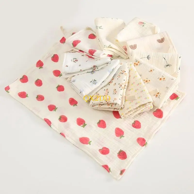 

QX2D 4-piece Baby Bibs Cotton Square Towel Infant Wash Cloth Wipes Facecloth Feeding