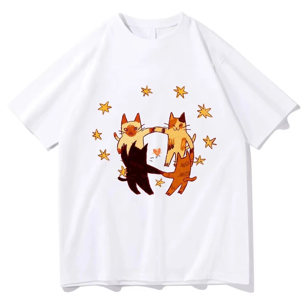 Comfort Colors Dancing Cats T Shirt Kawaii Humor Cat Women/men Clothing Cotton Graphic T Shirts Vintage Clothes for Days Gifts