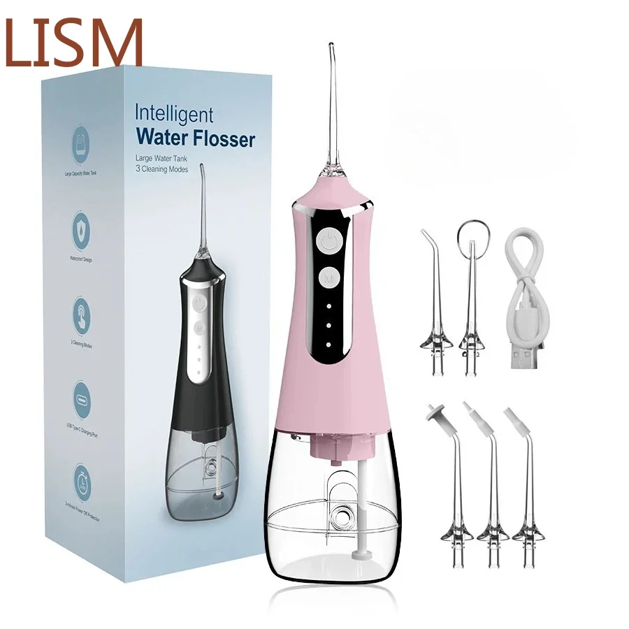 Flosser de água recarregável usb 300ml portátil 5 bicos 3 modos irrigador dental kit ferramentas odontologia