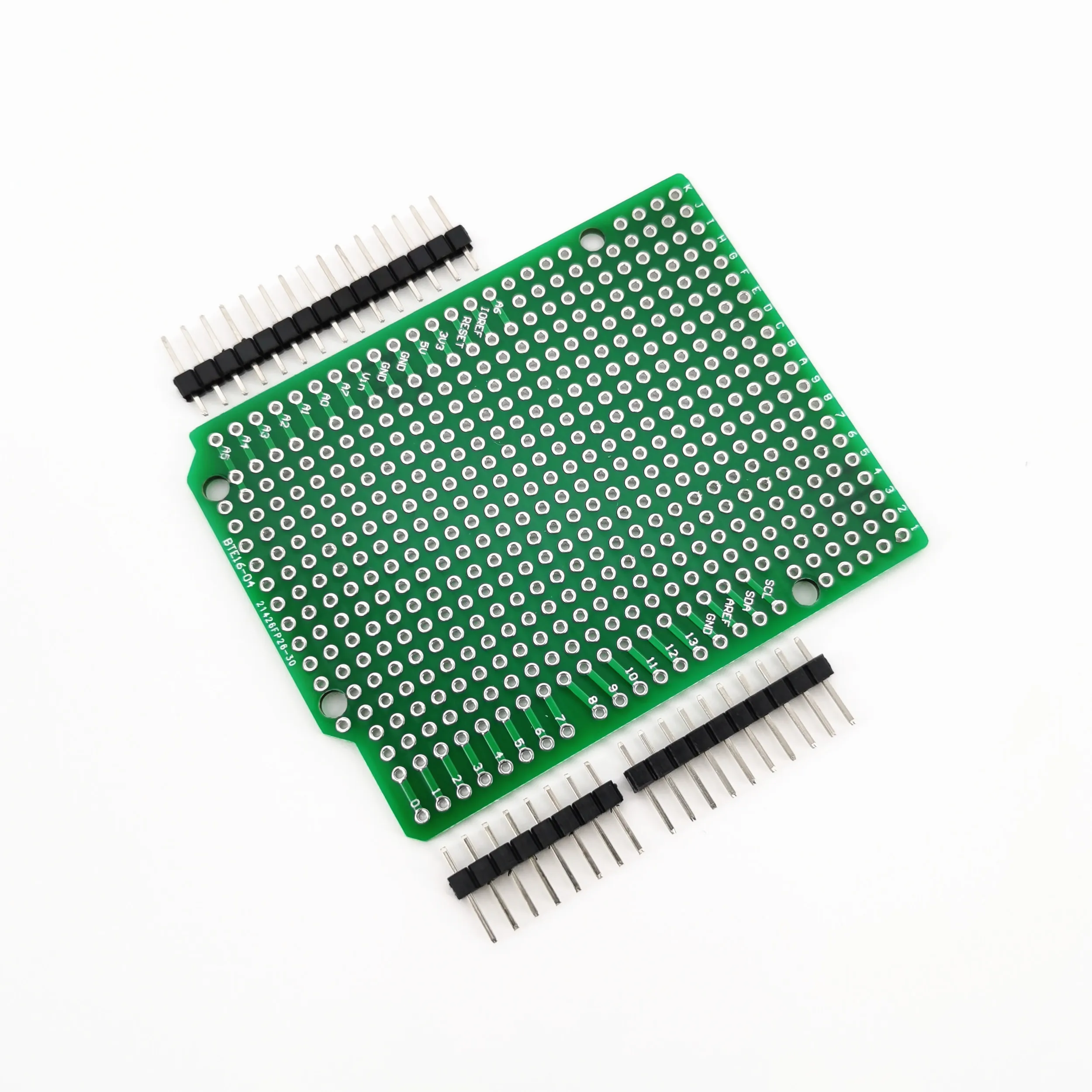 

Prototype PCB Expansion Board For ATMEGA328P UNO R3 Shield FR-4 Fiber Breadboard 2.54mm Pitch With Pins DIY One