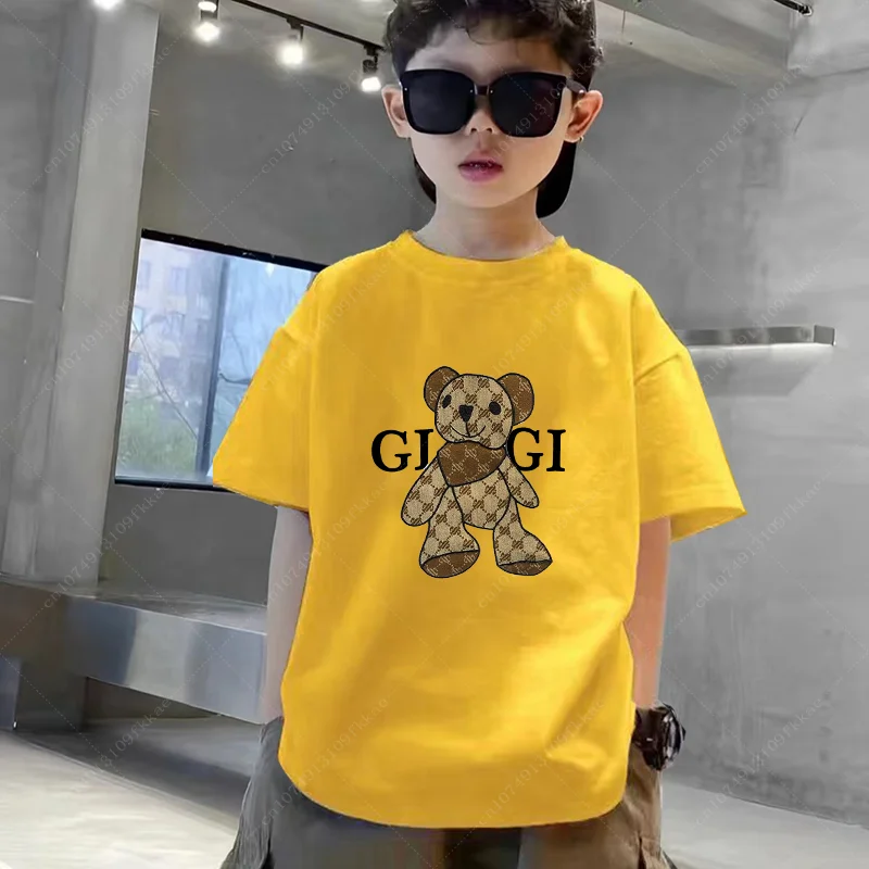 T-shirt de Luxe en Coton à Manches Courtes pour Garçon et Fille, Vêtement d'Été à la Mode pour Enfant et Adolescent, Livraison Gratuite