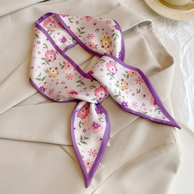 Super beautiful purple long silk scarf tied bag for Women, Lightweight Versatile Bandana Style, Daily Office Party Vacation Boho