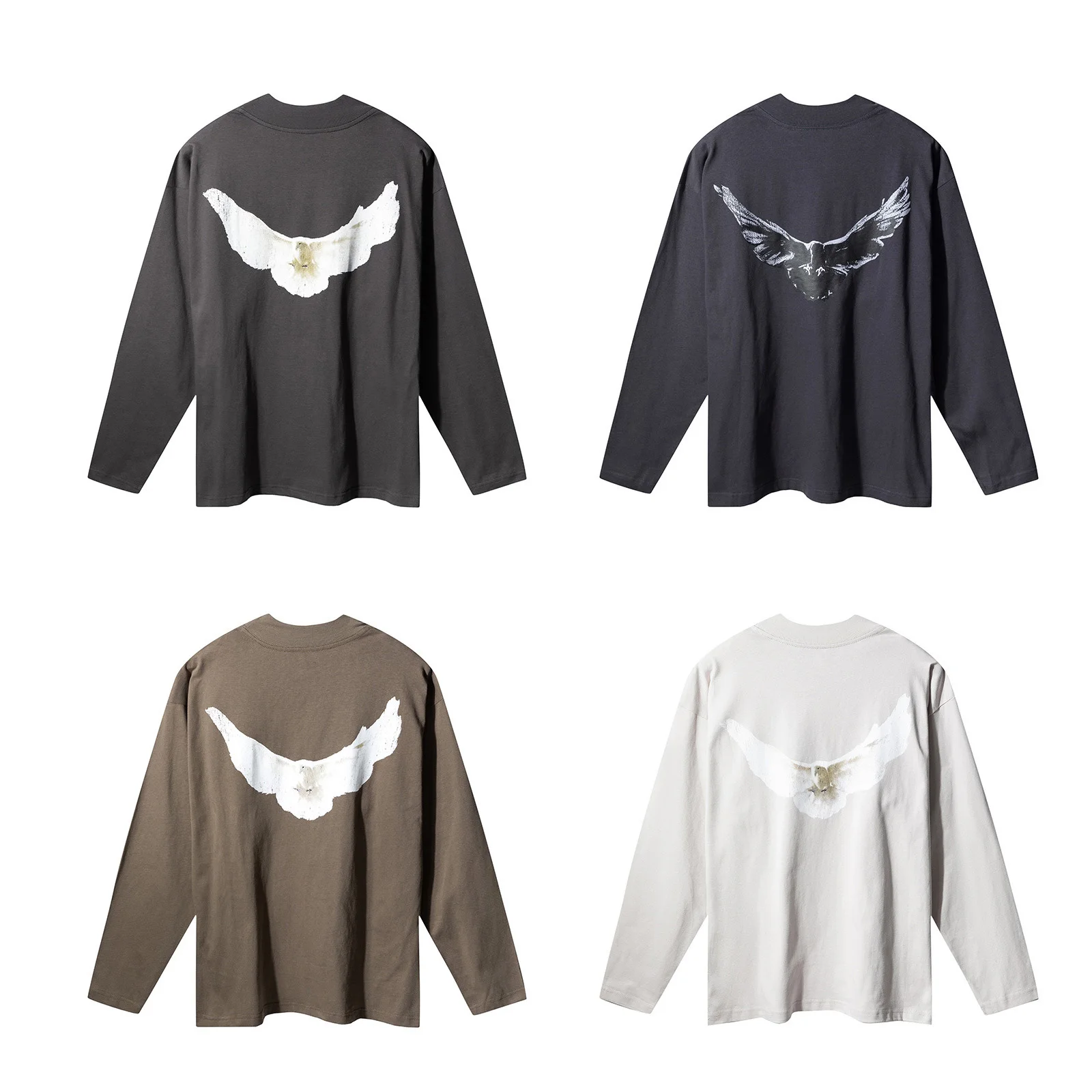 

Good Quality Kanye Peace Dove Long Sleeve Fashion Men Women American Retro Loose Long Sleeve