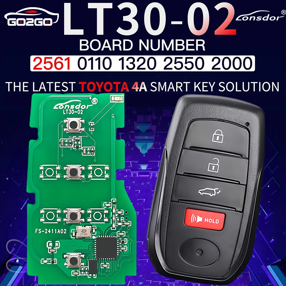 Lonsdor LT30-02 4A Chave Inteligente PCB para Toyota Corolla Levin Allion Camry K518ISE KH100 + K518 Suporte 2000 2561 0110 1320 2550