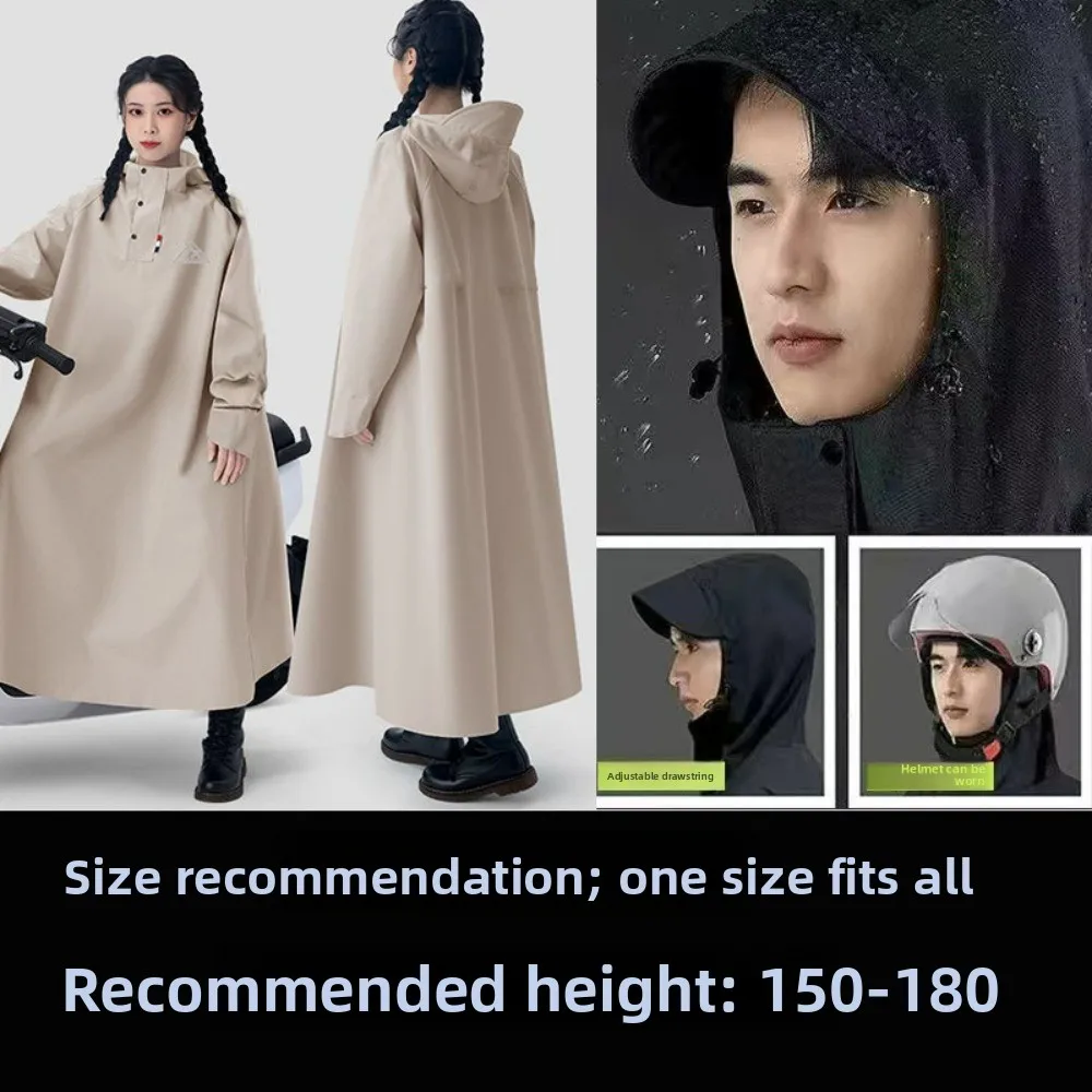 Oversized Long Rain Poncho for Adults Windproof Human-Vehicle Separated Waterproof Rainwear for Electric Bikes Riding