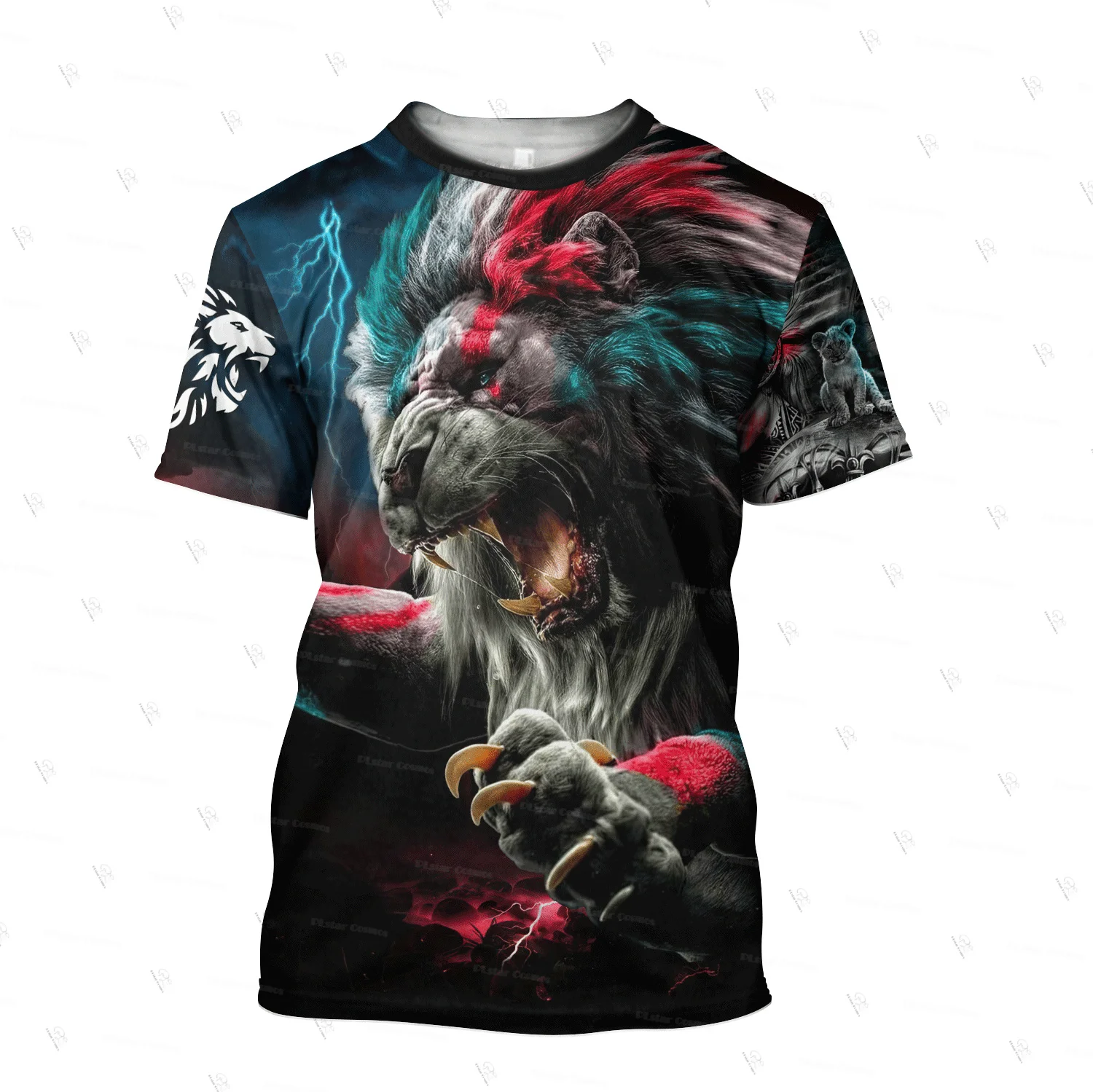 

Custom Name Animal King Lion Jesus Cosplay Tattoo Vintage Retro 3DPrint Streetwear Summer Casual Funny Short Sleeves T-Shirts X3