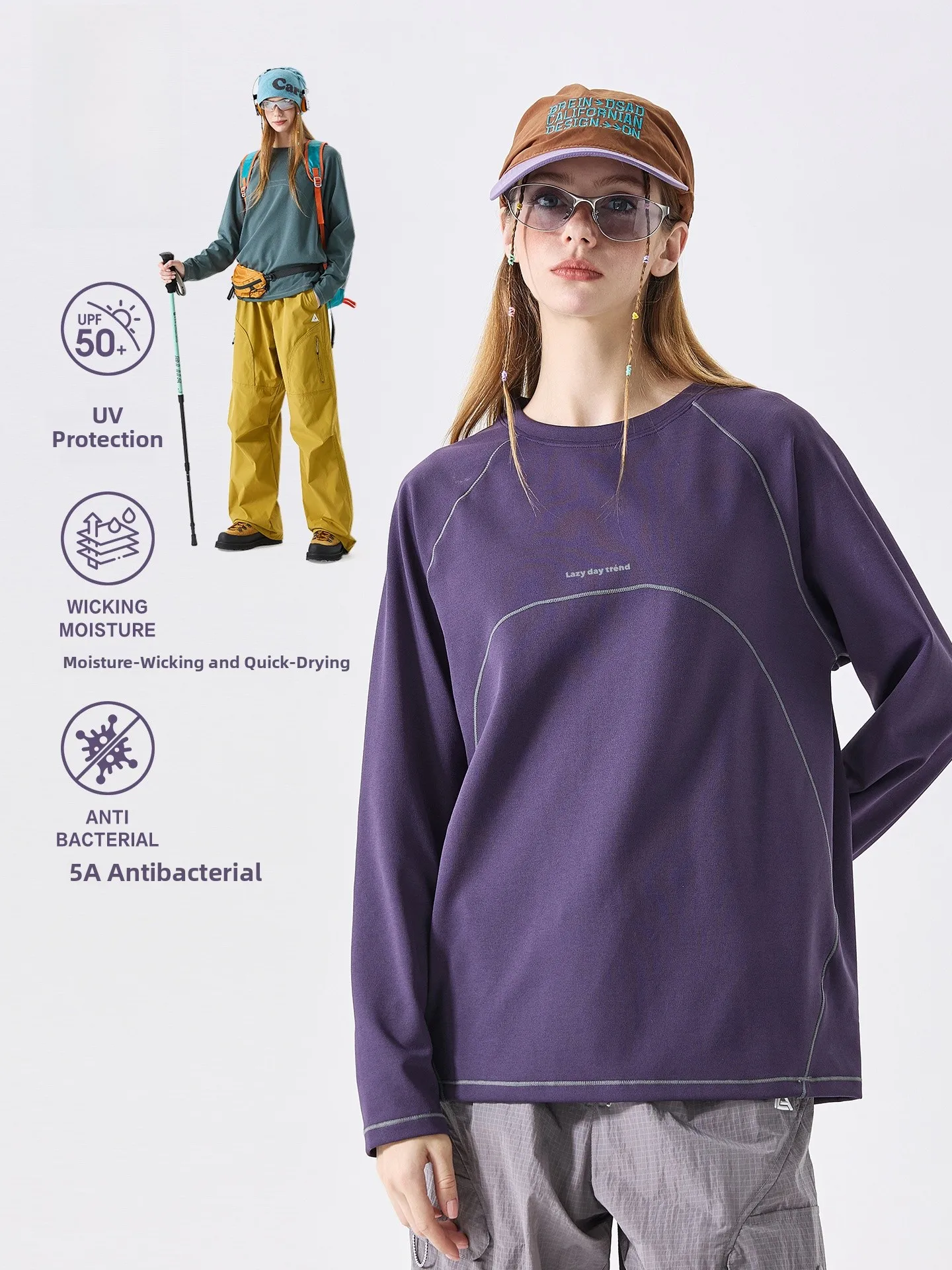 

Футболка LAZY DAY Outdoor Long Sve Qui Dry Moisture ng Спортивный топ для фитнеса и повседневного ношения Круглое волокно из полиэфирного волокна ...