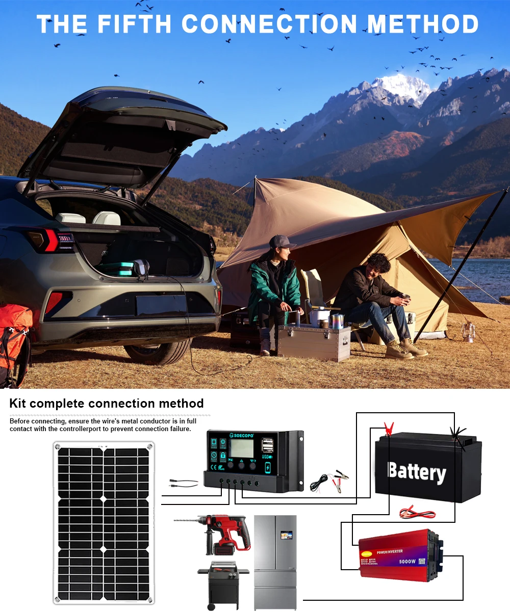 5000W Solar Kit Dual Spannung 5000W Inverter LCD Dual Outlets DC 12V24V zu AC220V 300W Solar Panel 30A Controller Hause Camping RV