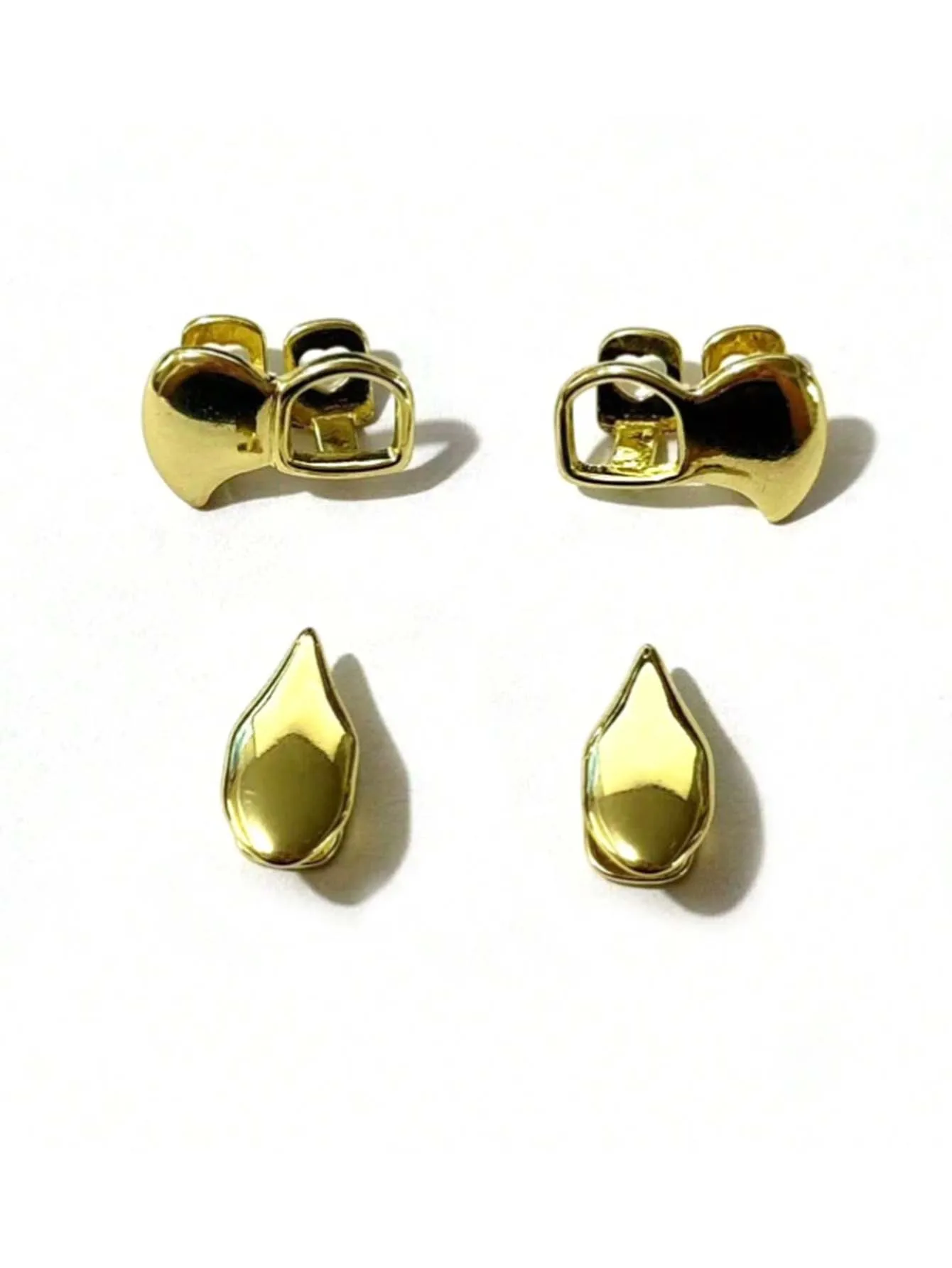 1Set Smooth Cow Tooth Hollow-Out & Semi-Glossy Grillz, Hip Hop Teeth Jewelry Accessories, Suitable For Men And Women