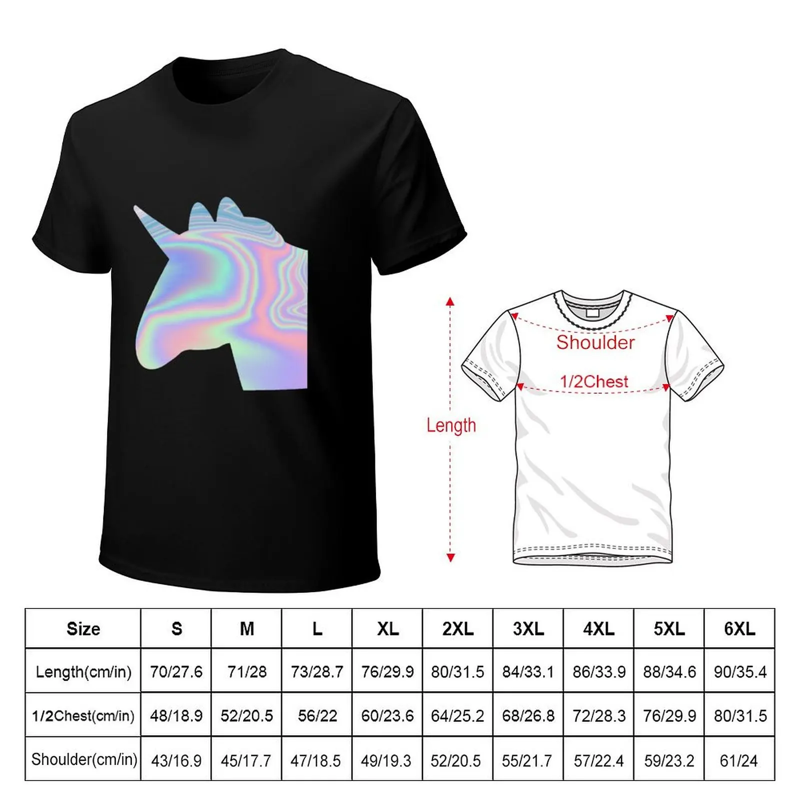 Unicorn Holographic T-shirt blacks plus sizes vintage clothes sports fans mens clothing