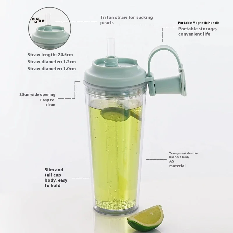 

Новая соломенная чашка Tritan с большим отверстием, присоска, жемчужная чашка для чая с молоком, 710 мл, портативная ручка, соломенная чашка для воды BOBA