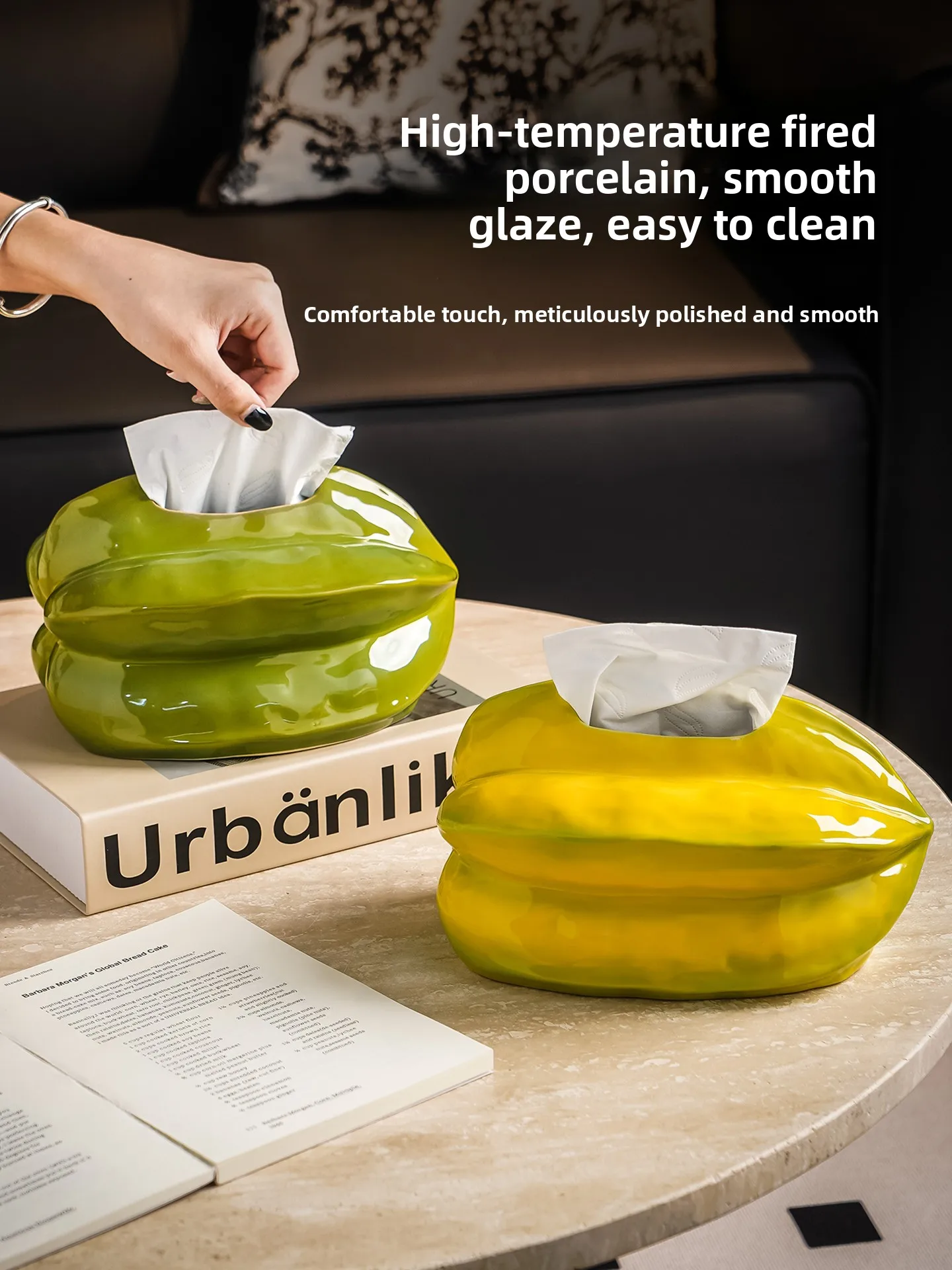 

Креативная коробка для салфеток в виде кумквата, мультяшная, милая, для журнального столика в гостиной, новая настольная декорация, украшение