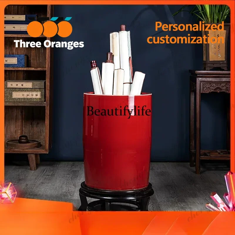 D183 Light luxury living room large vase study calligraphy and painting tube umbrella storage bucket ornament