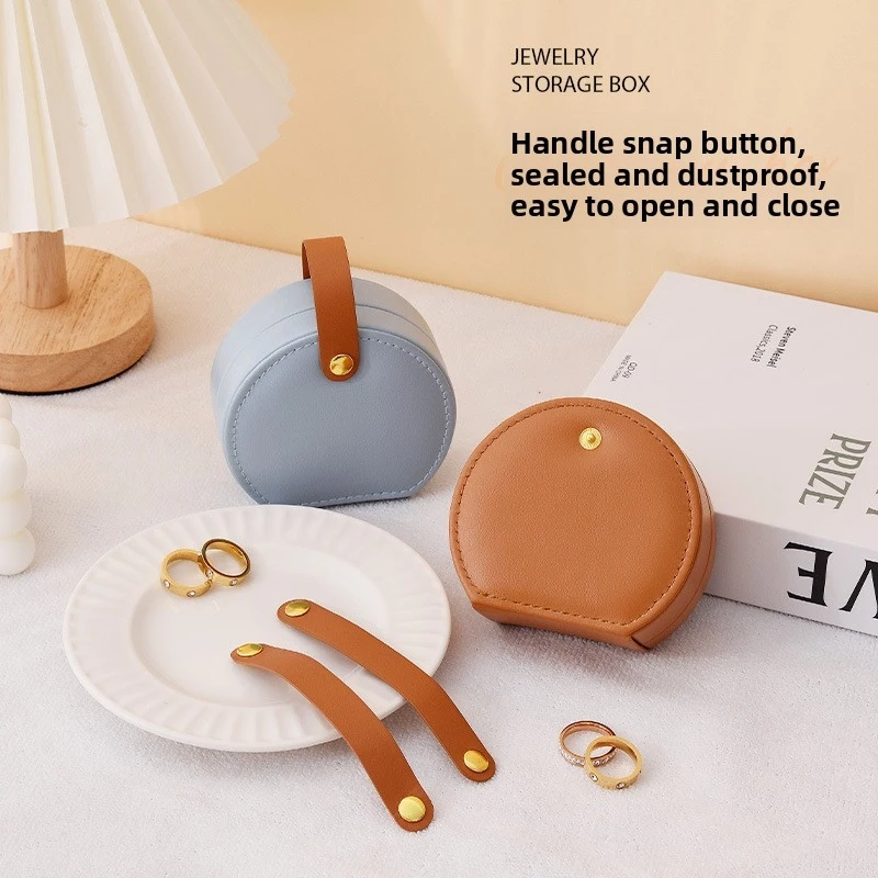 

Мини-органайзер для украшений, дорожный футляр для ювелирных изделий, портативная полукруглая коробка для переноски колец, портативная сумка-футляр для хранения