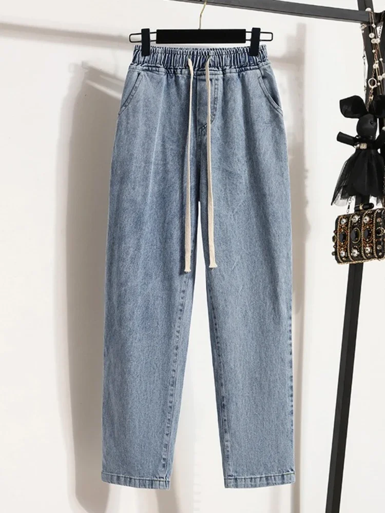 

Vintage Simple Distressed Washed Straight Pants Large Size Jeans Women's Autumn 2025 Casual Loose Versatile Wide Leg Long Pants