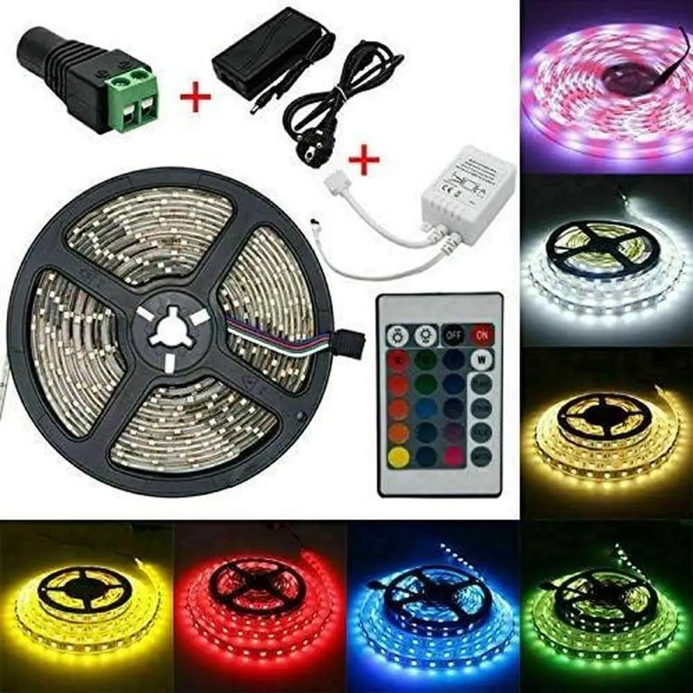 12V  3528 300 LED Strip Light Kit RGB Magic Home  Waterproof Lighting For TV Box Closets Room Bedroom Decor