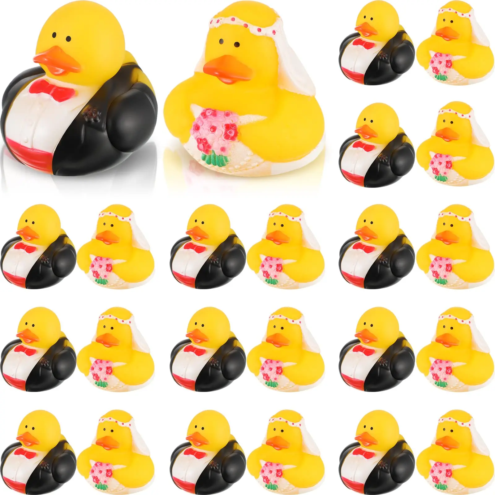 24/48 Pcs Wedding Rubber Ducks Bride and Groom Rubber Ducks Bulk Decorations Wedding Gift Bag Presents Marriage Blessings