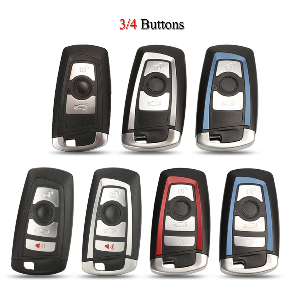 

jingyuqin 10PCS/Lot Remote Keyless Car Key Shell For BMW 3 5 7 Series X3 X5 F10 F20 F30 F40 E90 E92 E93 CAS4 FEM EWS5 3/4Buttons