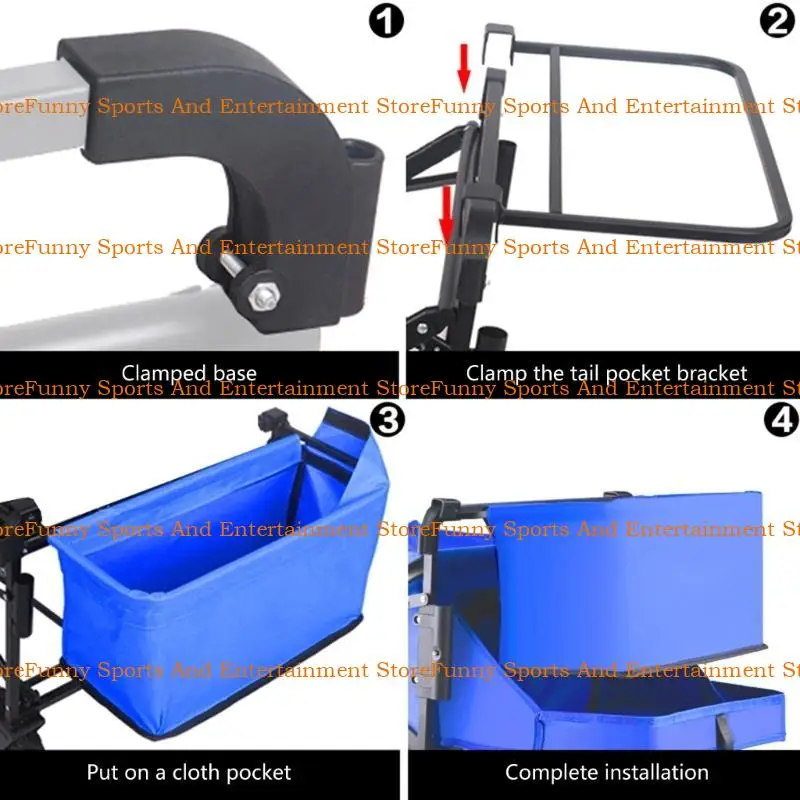 C4DE Hand Push Pull Cart Basket Wagon Cart Tail Bag Beach Wagon Cart Accessories