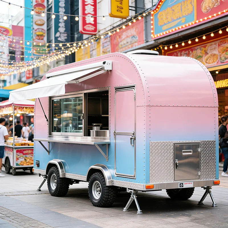 Mobile Food Unit with Hand Wash Station and Waste Tank and Fresh Water Tank for Health Compliance