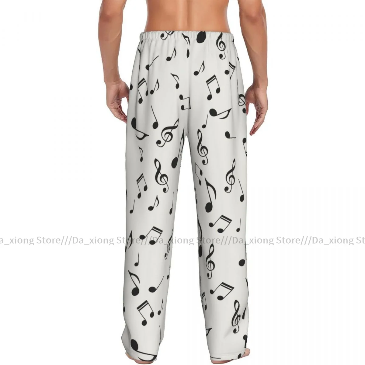 Men\'s Sleepwear Loose Sleep Pants Pajamas Musical Notes Long Lounge Bottoms Casual Homewear