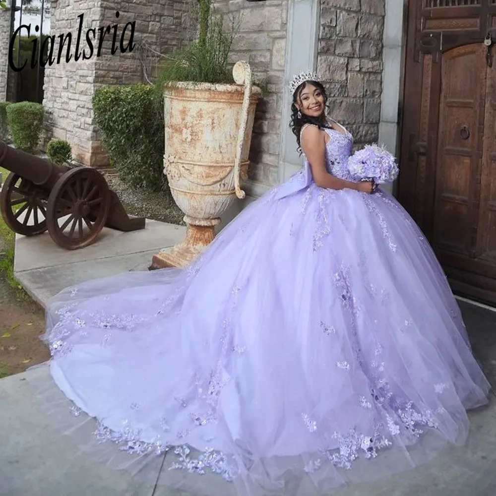 Prinses Lila Sweetheart Baljurk Quinceanera Dress Applicaties Birthday Party Gown Tassel Prom Dresses Vestido De 15