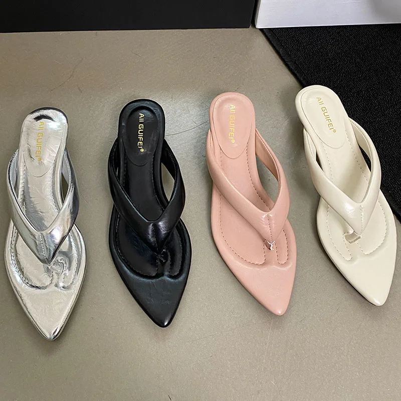 2024 Luxury Footwear Wedges Slides Slippers Women Shoes Female Shallow Fashion Pointed Toe Ladies Slippers Shoes Sandals