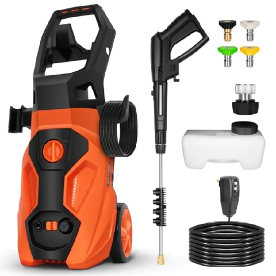 

1.76 GPM 2300 PSI Electric Pressure Washer Power Motor with Stainless Steel Wand 4 Spray Nozzles Built-in Detergent Tank 20Ft H