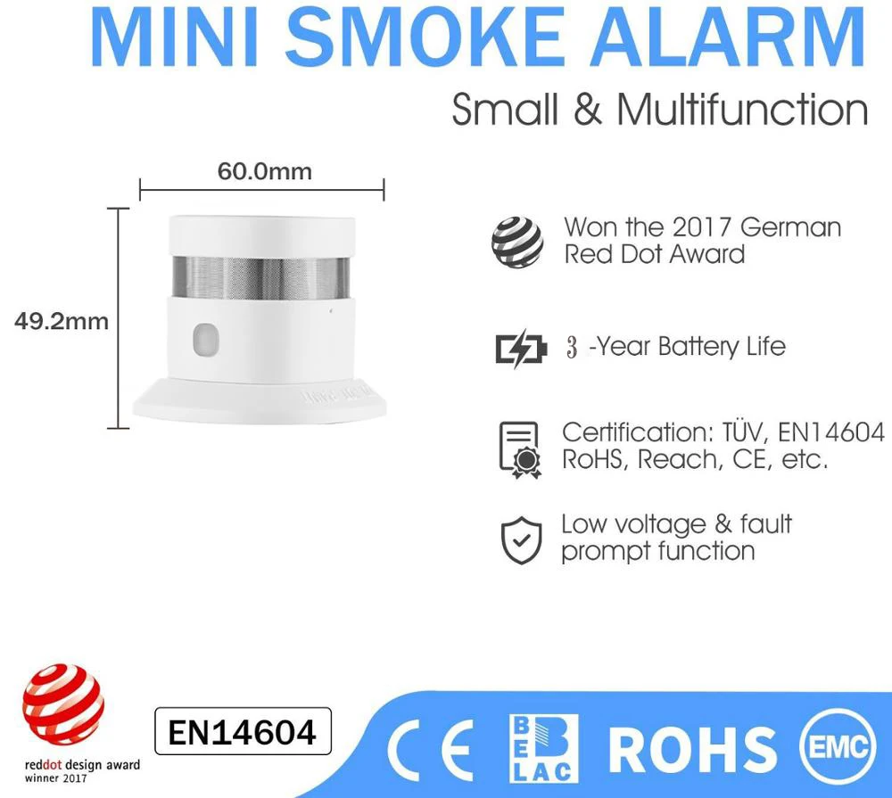 2024 Zigbee3.0 Anti-Fire Smoke Detector Photoeletric Fire Sensor Compatible With Zigbee2mqtt And Home Assistant And Zigbee2Mqtt