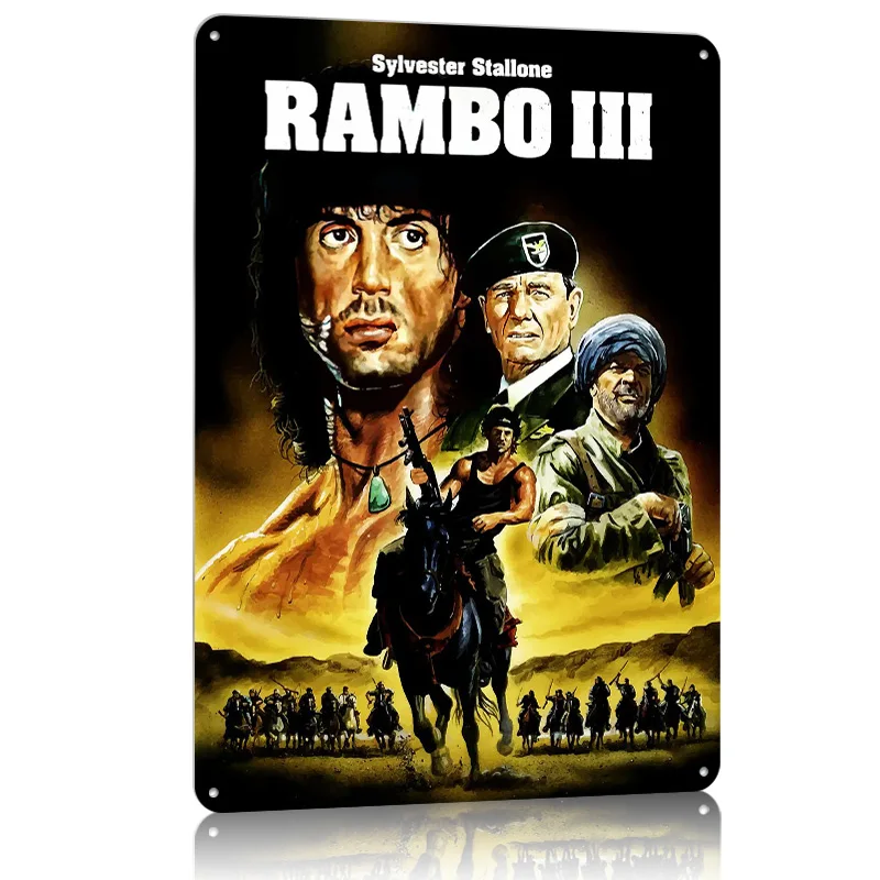 رامبو III فيلم تين تسجيل ملصق معدني ملصقات على جدار الفن جدارية علامات معدنية قابلة للتخصيص ل جدار الفن الديكور مكتب ديكور #3