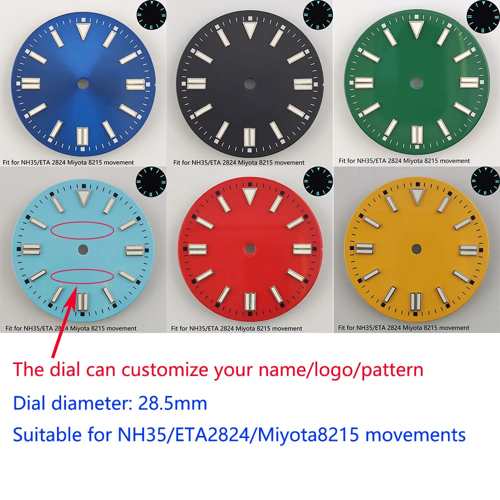 

28.5mm customizable logo dial NH35 dial suitable for NH35 ETA2824 miyota8285 movement watch accessories NH35 case assembly