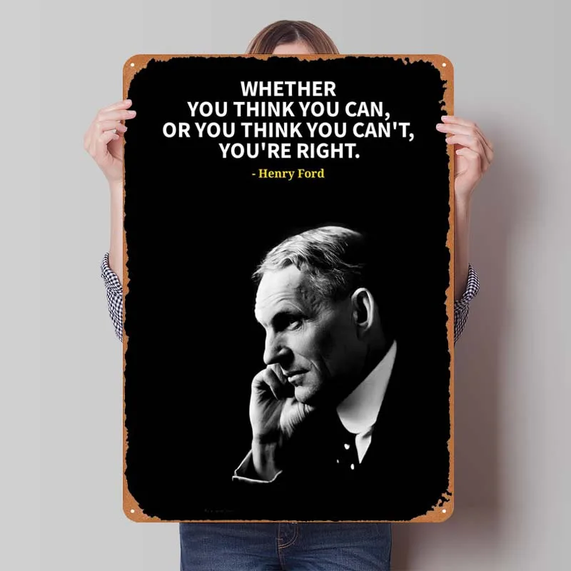 Henry Ford Quotes Sign Inspirational Metal Poster Bedroom Decoration Vintege Metal Sign Plaque for Wall Decoration Home Decor