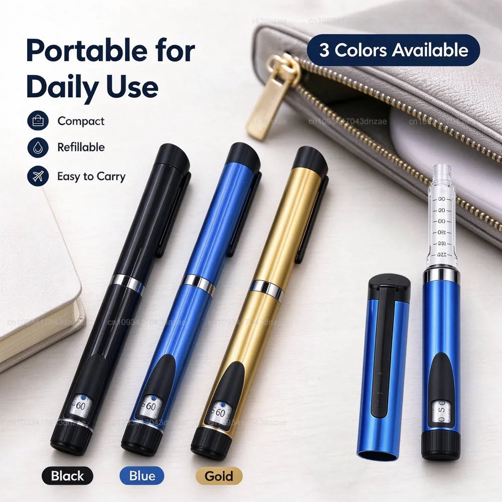 Reusable Metal V3 Injection Pen Adjustable 60IU Dose Injector Durable for 3ml Cartridge Compatible Syringe Pen Insulin Injection