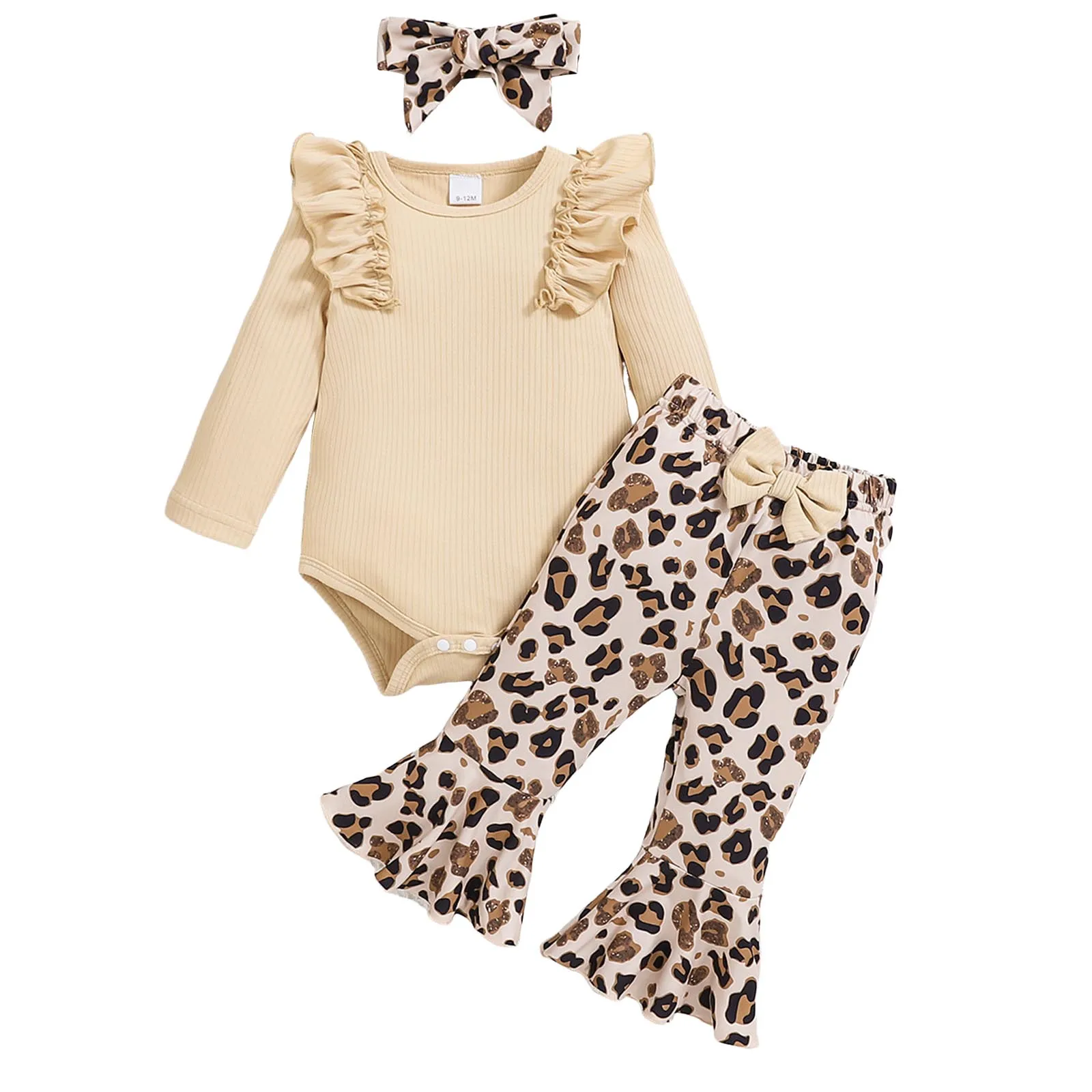 معاطف للفتيات الصغيرات، مجموعة مريحة ومسامية، سراويل علوية مطبوعة لطيفة، ربطة شعر مكونة من ثلاث قطع، رومبير شتوي للفتيات الصغيرات #2