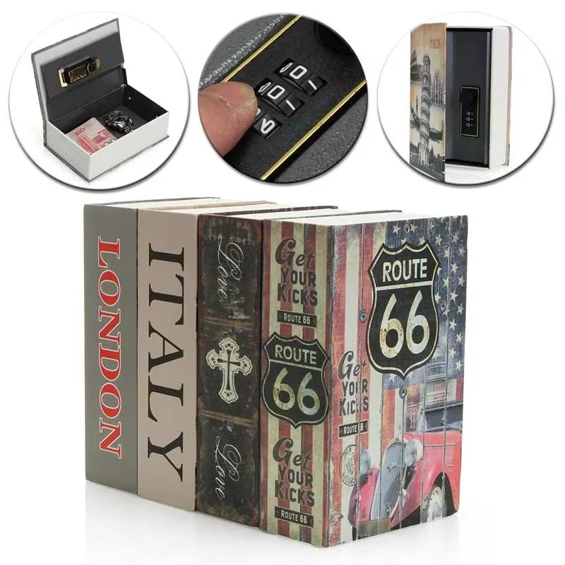 Wörterbuch Umleitung Metall Safe Lock Box Mini Simulation Buch Safe Geld Bargeld Sicherheit Lock Box mit Passwort