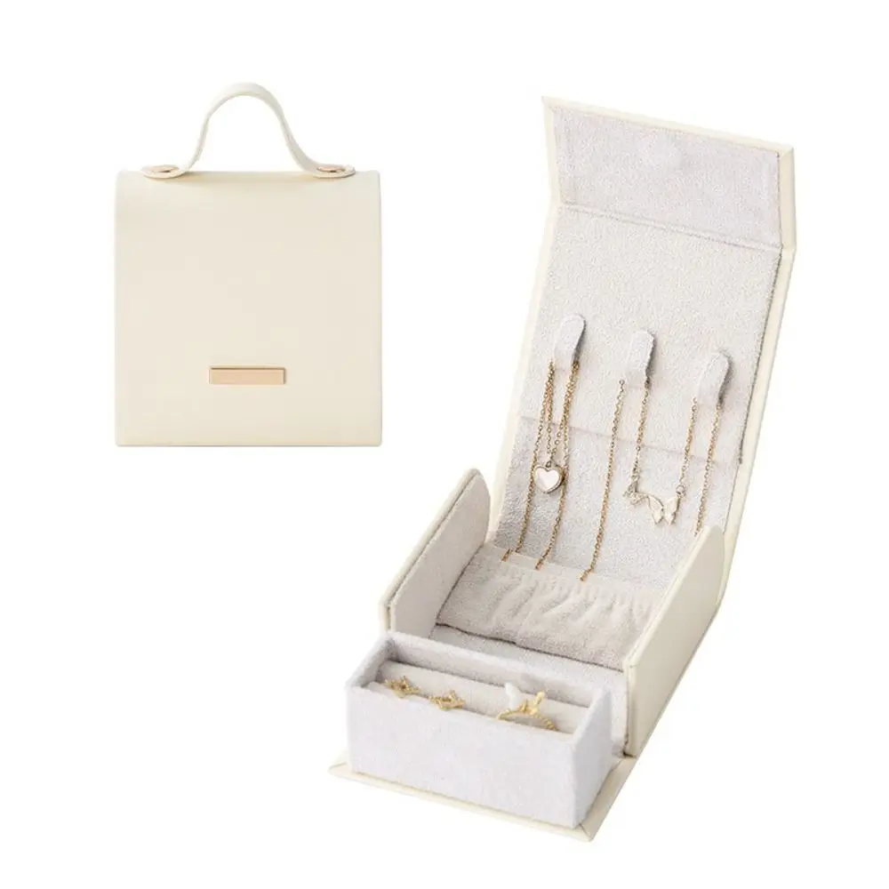 Hand-Held Jewelry Packing Bag PU Leather Handbag Appearance Earrings Storage Case Large Capacity Organizer Jewelry Display Box