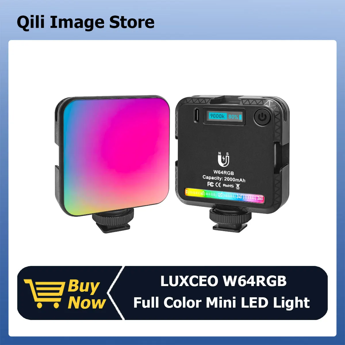 LUXCEO W64RGB LED Full Color RGB LED Video Light 2000mAh 2500-9000K Photography Mini Fill Light