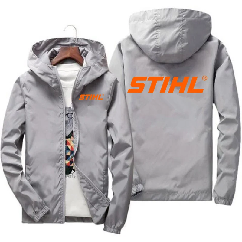 

2025 Новая модная весенне-осенняя мужская ветровка с принтом STIHL, альпинистская повседневная куртка с воротником, уличная водонепроницаемая куртка