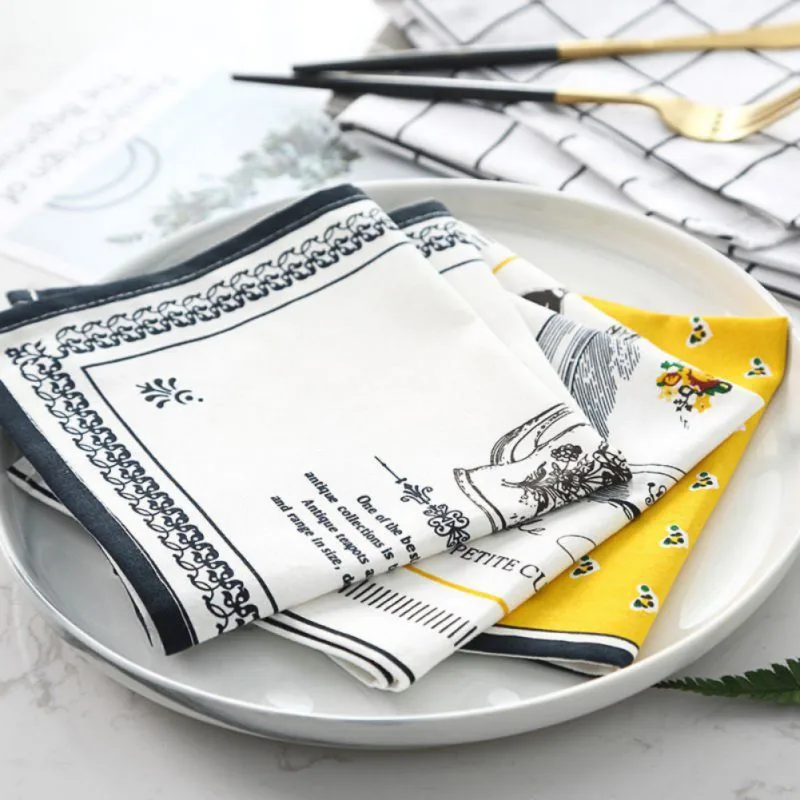 

Simple Teapot Plate Small Flower Cotton Linen Mat Cloth Napkin Kitchen Towel Dish Cleaning Cloth Cotton Household Towel