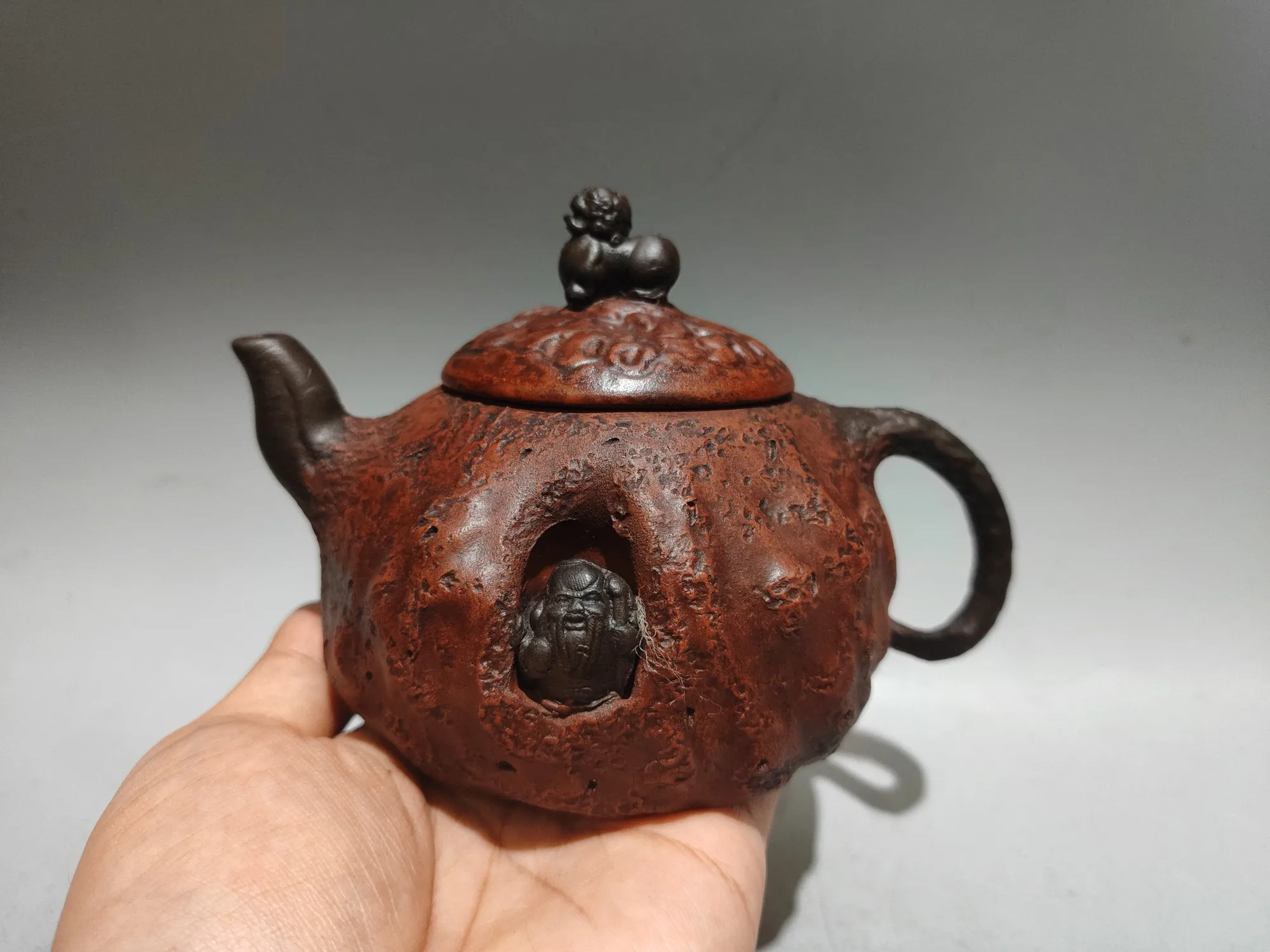

6"Chinese Yixing Purple Clay Teapot Pixiu lid Longevity God Carving Like a Pot Kettle Teapot Flagon Tea Ceremony Sample Tea
