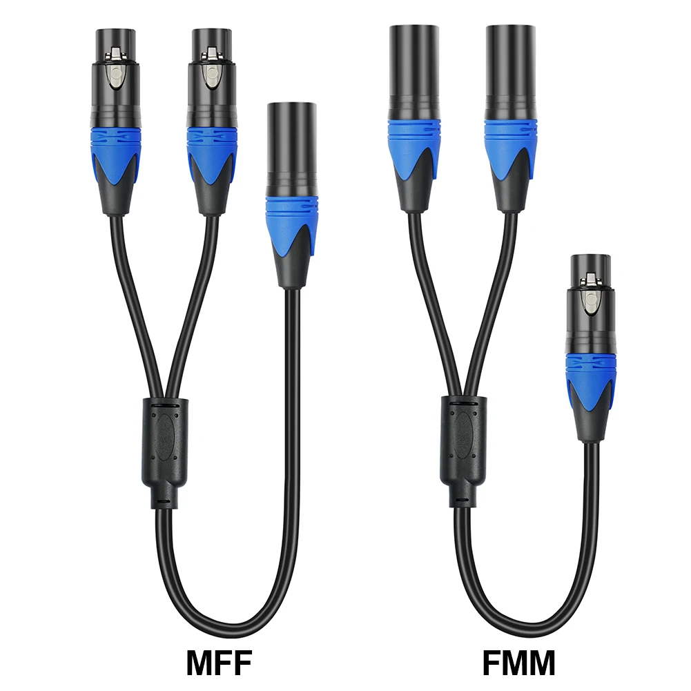 50cm 1 XLR Male To 2 XLR Female XLR Y Splitter Cable Female To 2 Male XLR Y Cable Microphone Splitter Cord for Mixer