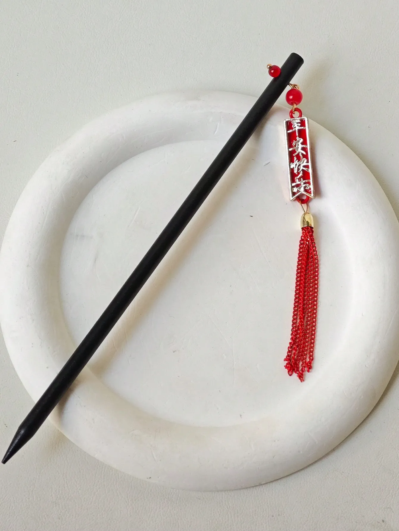 عصي شعر خشبية بشرابة حمراء للنساء والفتيات ، إكسسوارات شعر للحفلات ، موضة ، 1 * * * #2