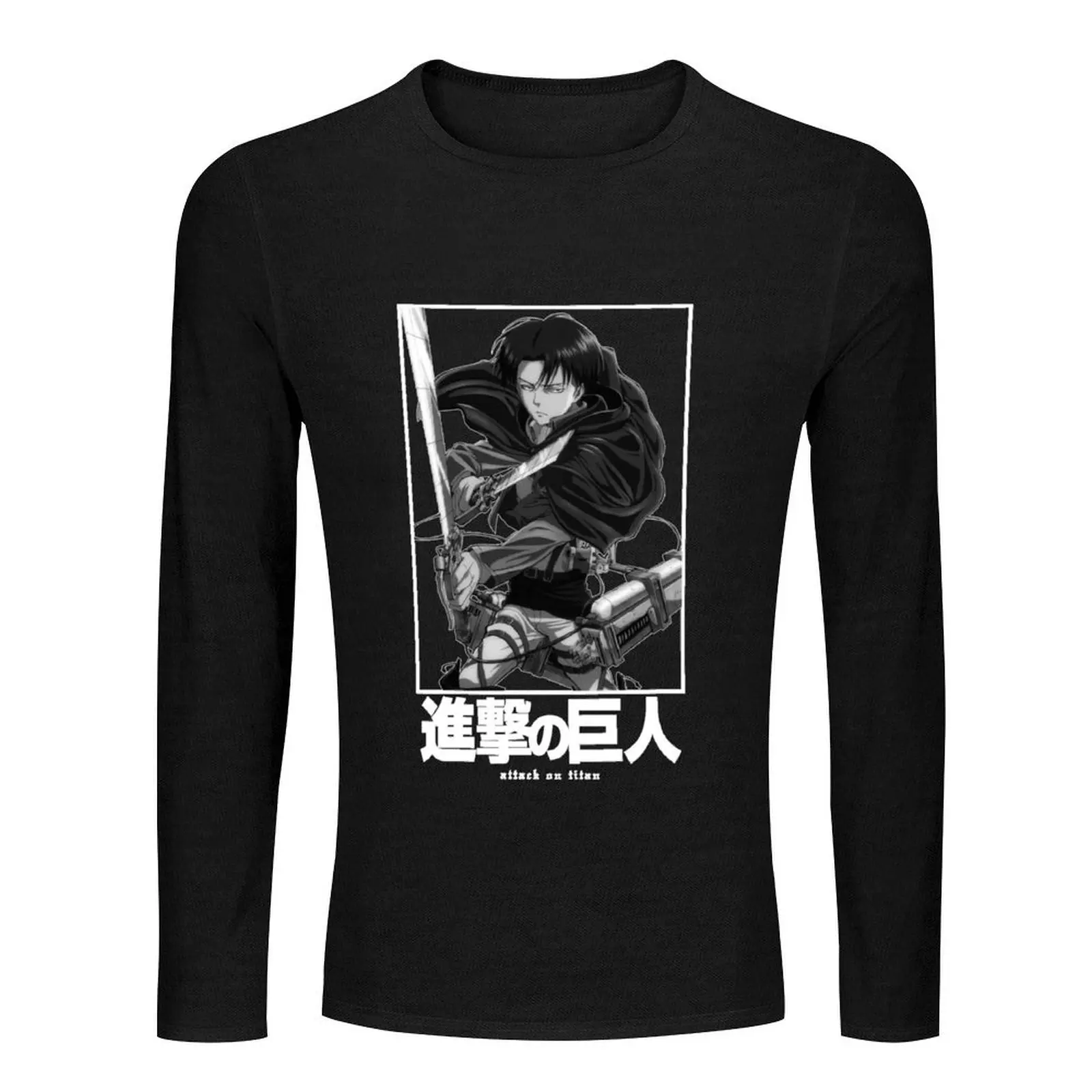 Captain Levi Attack On Itan In White Funny Long T-Shirt aesthetic clothes funny t shirts for men