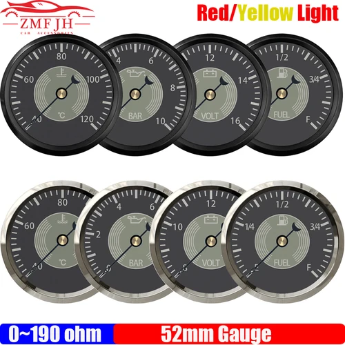 Imagen 1 del producto Retro clásico 52mm calibre puntero medidor de presión de aceite voltímetro medidor de nivel de combustible medidor de temperatura del agua para coche barco yate 12V24V