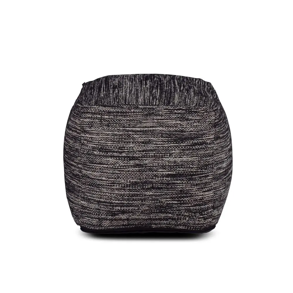 Omari - Square Handwoven Woolen Pouf - Black