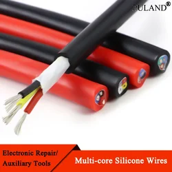 1~10m Soft Silicone Rubber Cable sq 0.3 0.5 0.75 1 1.5 2.5 4 6mm, 2 3 4 6 Cores Insulated Flexible Copper High Temperature Wire