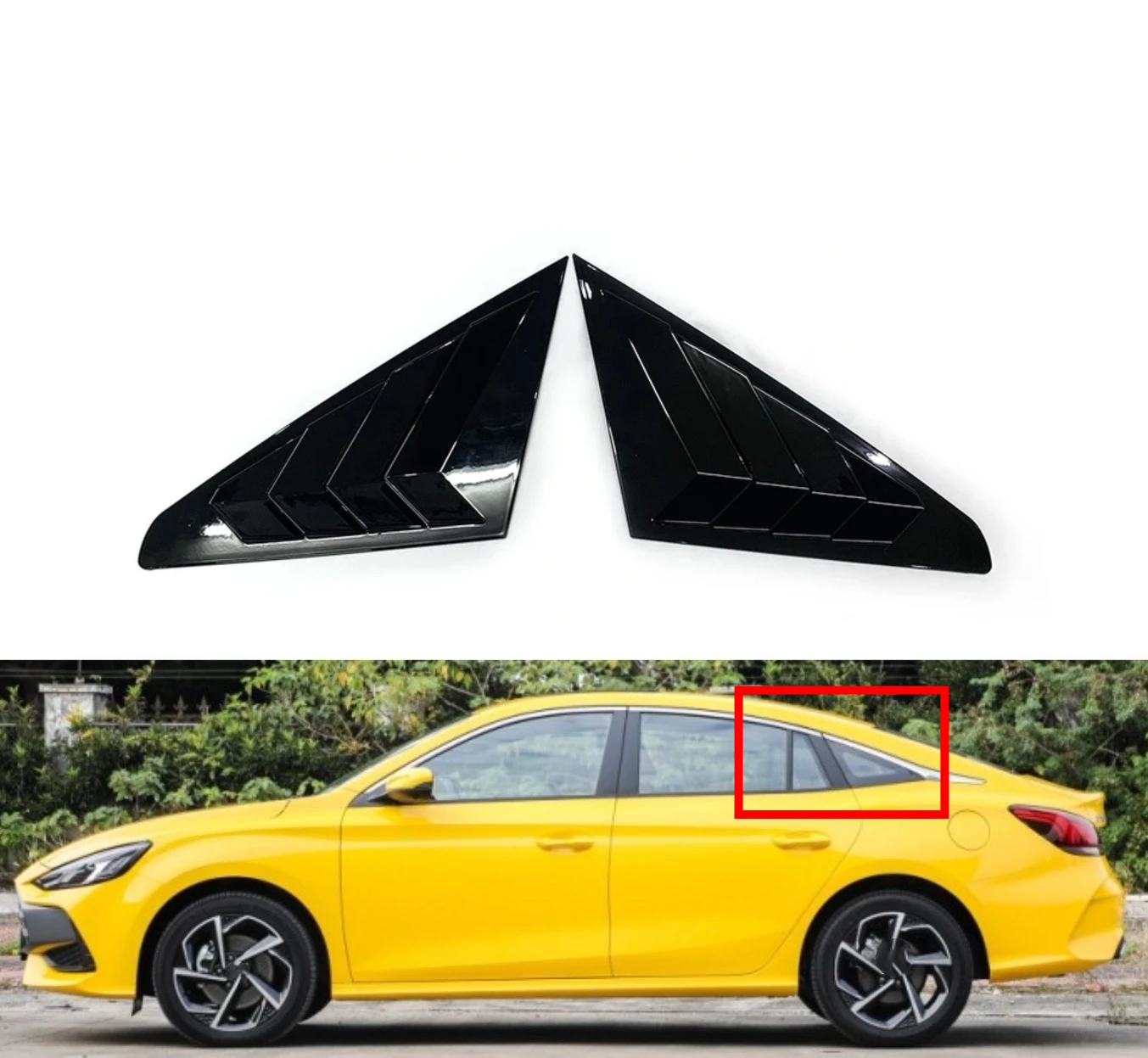 

Car Rear Louver Window Side Shutter Cover For MG5 Trim Sticker Vent Scoop ABS Glossy Black