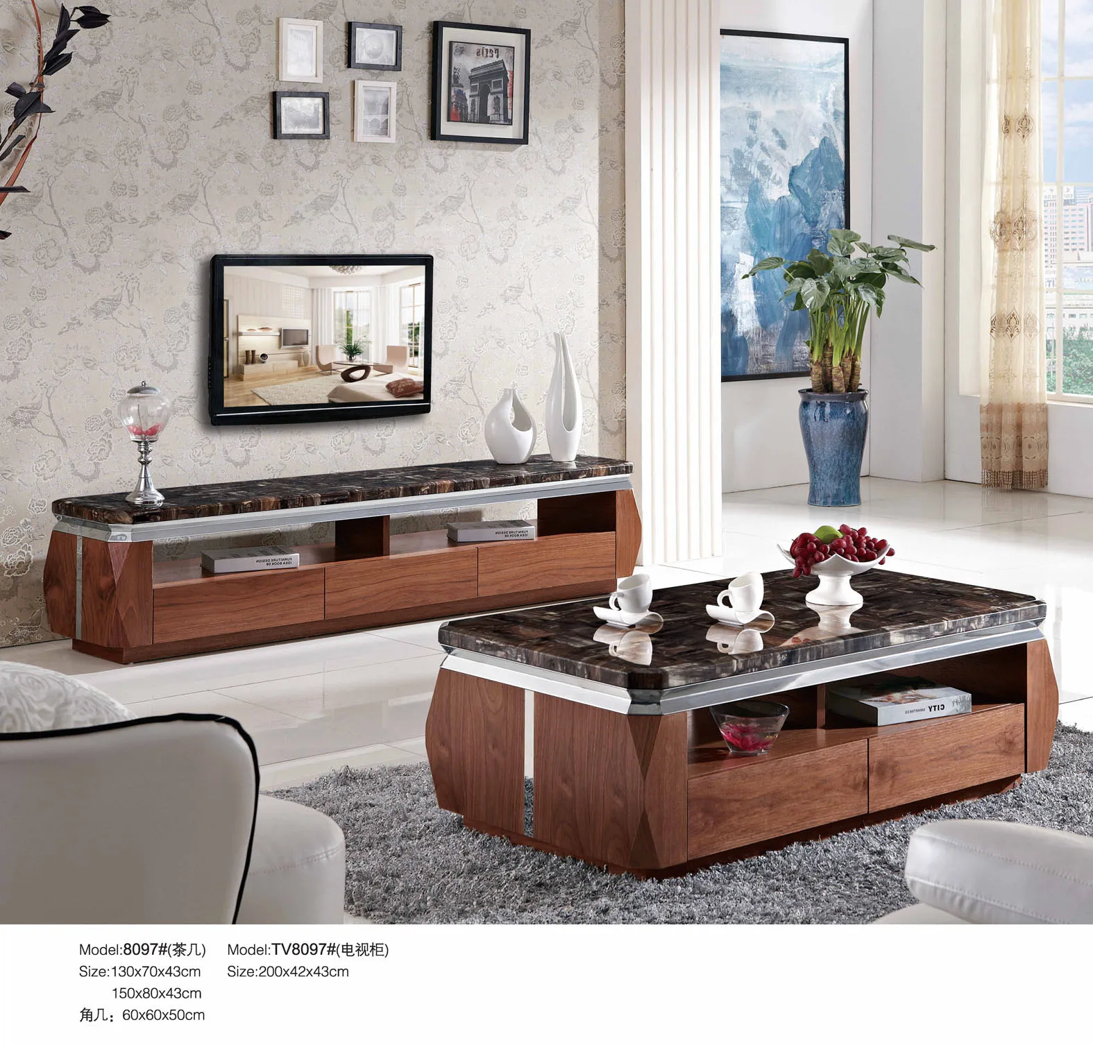 Top Quality Marble Coffee Table Tables, Stainless Steel Leg Center Table