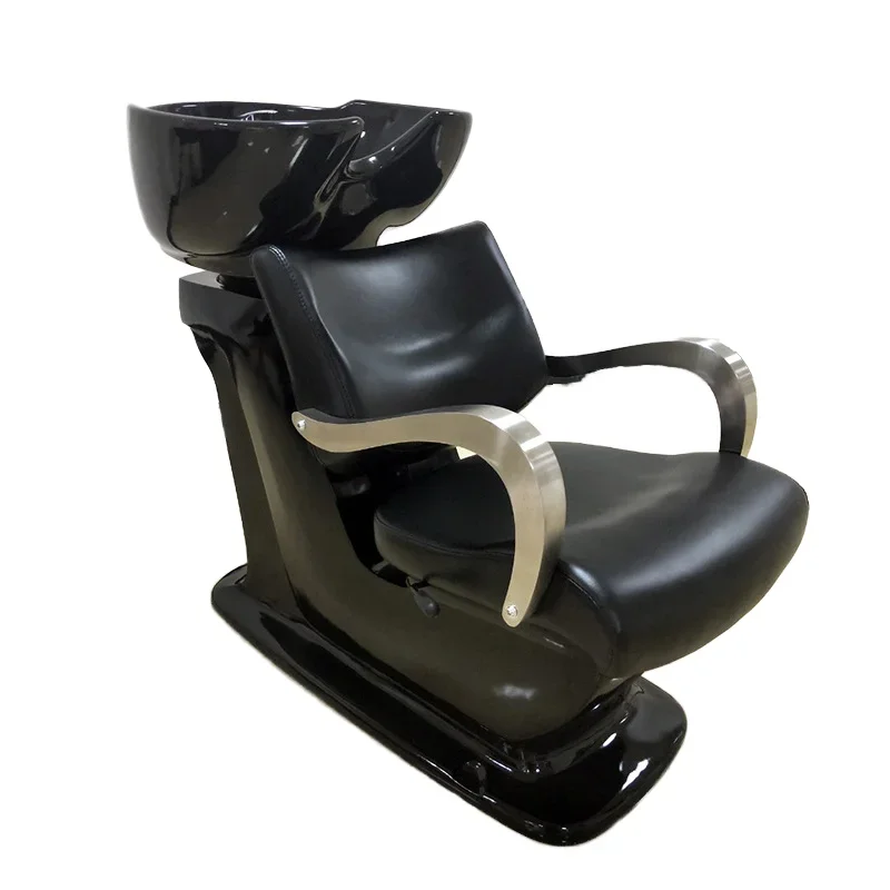 2026 Modern Design White Synthetic Leather Shampoo Chair with Massage for Barber Shop Beauty Salon Bed Unit for Bathroom Use