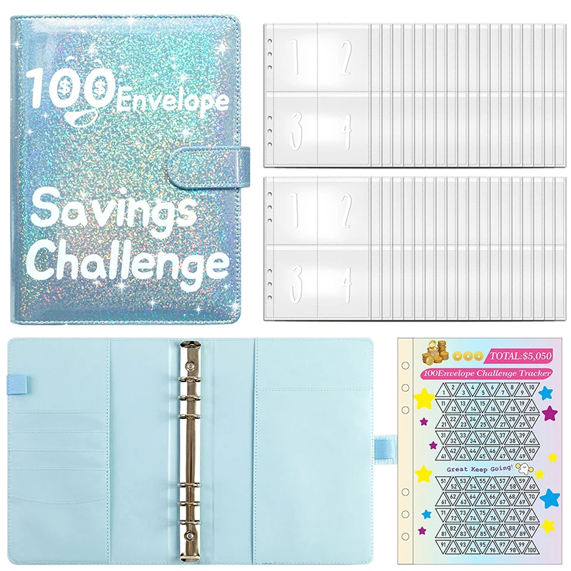 

100 Days Saving Budget Planner Cash Envelope Savings Money Binder For Financial Management Loose-leaf Notebook Binder